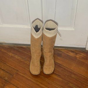 UGG “Skylar” Lace Up Back Sweater Cuff Wedge Boots